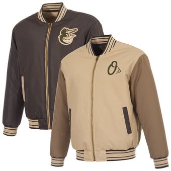 Men's JH Design Tan/Brown Baltimore Orioles Reversible Canvas Full-Zip Jacket