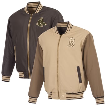 Men's JH Design Tan/Brown Boston Red Sox Reversible Canvas Full-Zip Jacket