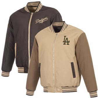 Men's JH Design Tan/Brown Los Angeles Dodgers Reversible Canvas Full-Zip Jacket