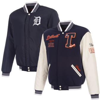 Men's JH Design  Navy Detroit Tigers Reversible Full-Snap Varsity Jacket