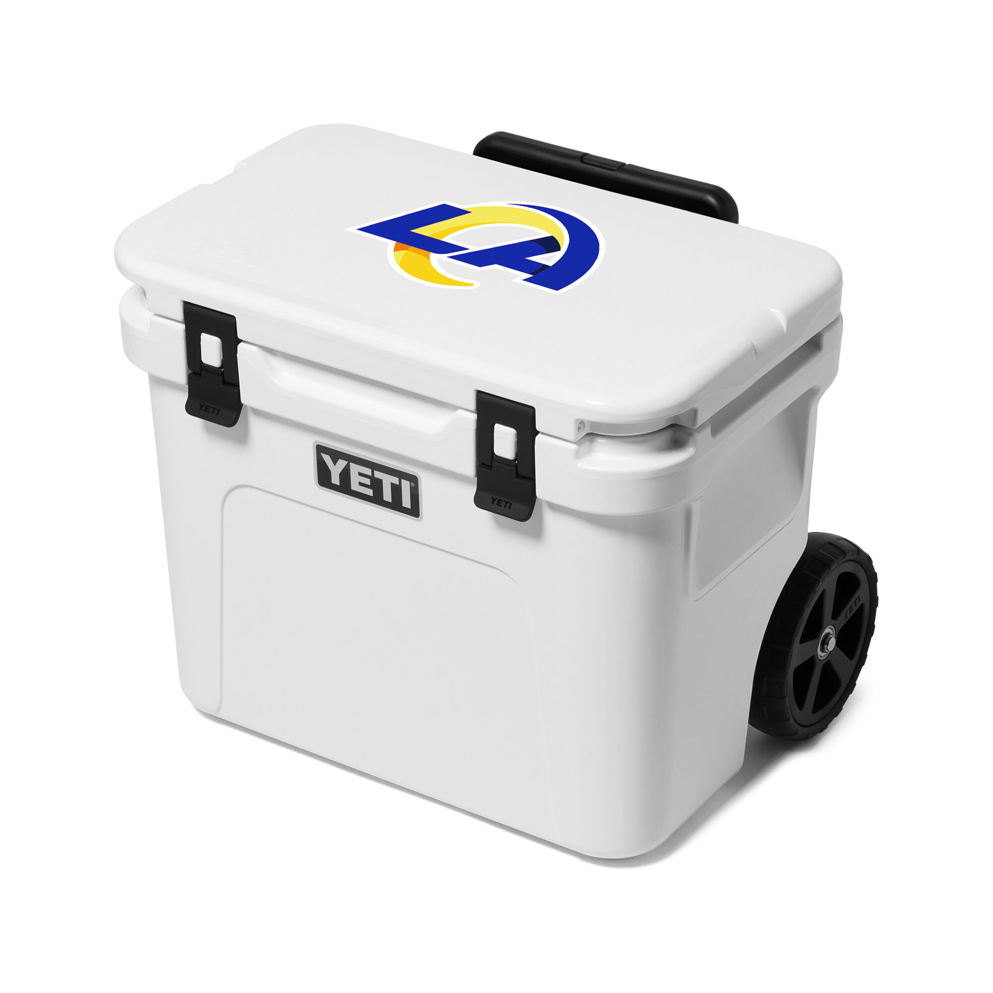 YETI  White Los Angeles Rams Roadie 32 Wheeled Cooler