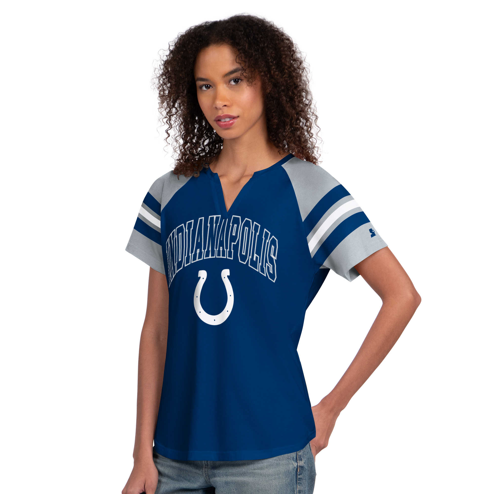 Women's Starter  Royal Indianapolis Colts Game On Notch Neck Raglan T-Shirt