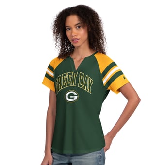 Women's Starter  Green Green Bay Packers Game On Notch Neck Raglan T-Shirt