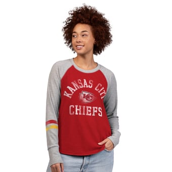 Women's Starter  Red/Gray Kansas City Chiefs Waffle-Knit Raglan Long Sleeve T-Shirt