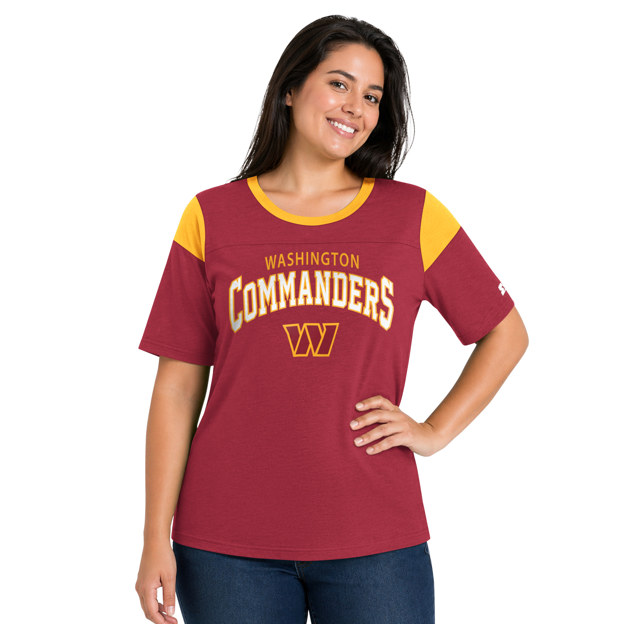 Women's Starter Burgundy Washington Commanders Plus Size Linebacker Slub T-Shirt