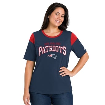 Women's Starter  Navy New England Patriots Plus Size Linebacker Slub T-Shirt