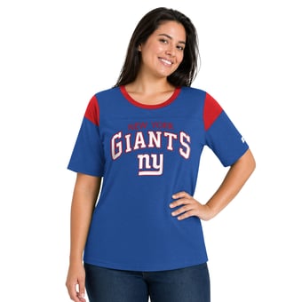 Women's Starter  Royal New York Giants Plus Size Linebacker Slub T-Shirt
