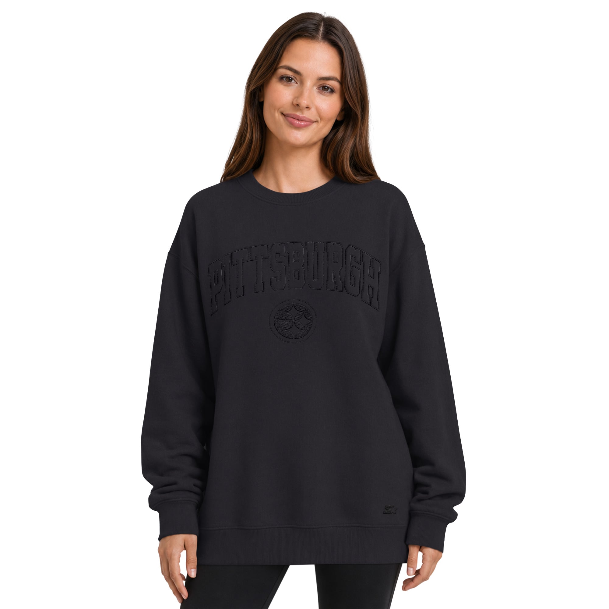 Women’s Starter Black Pittsburgh Steelers Athleisure Oversized Fleece Sweatshirt