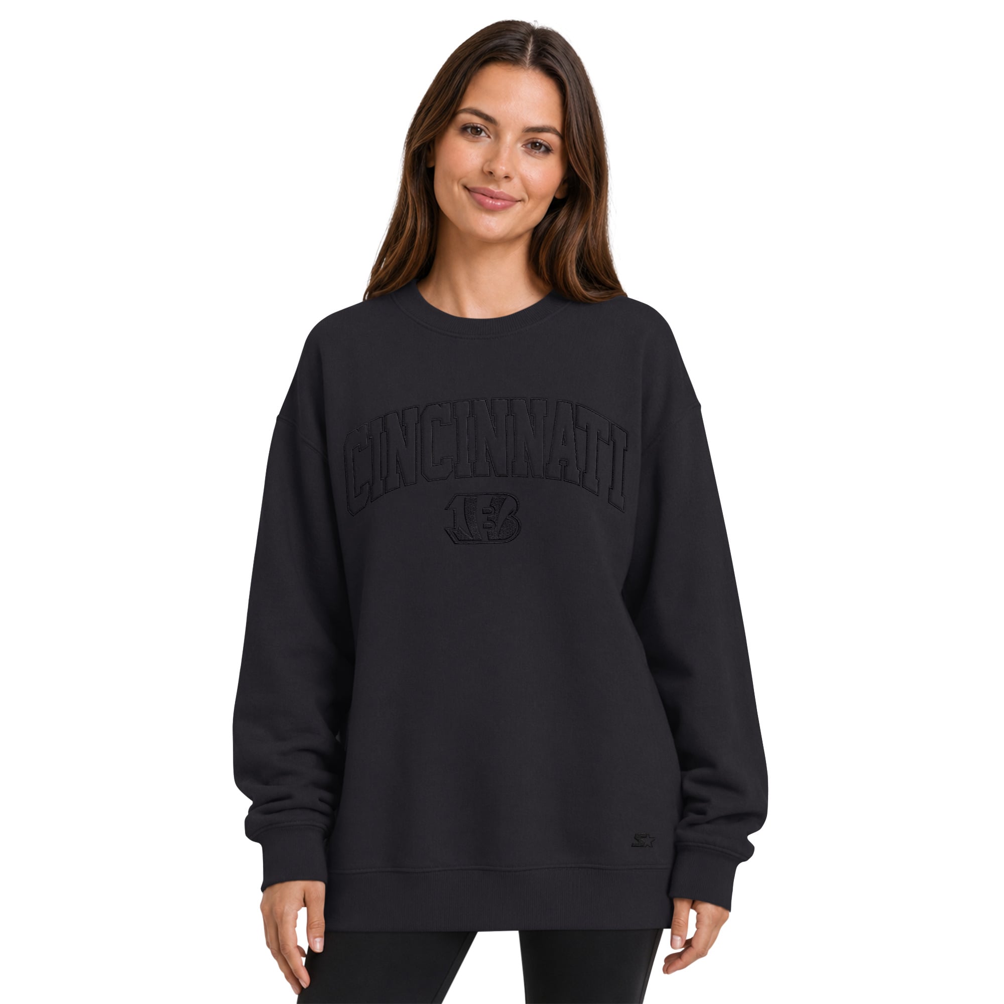 Women’s Starter Black Cincinnati Bengals Athleisure Oversized Fleece Sweatshirt