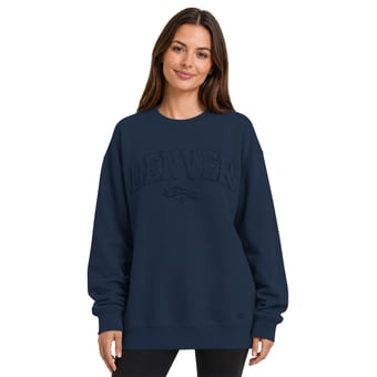 Women's Starter  Navy Denver Broncos Athleisure Oversized Fleece Sweatshirt