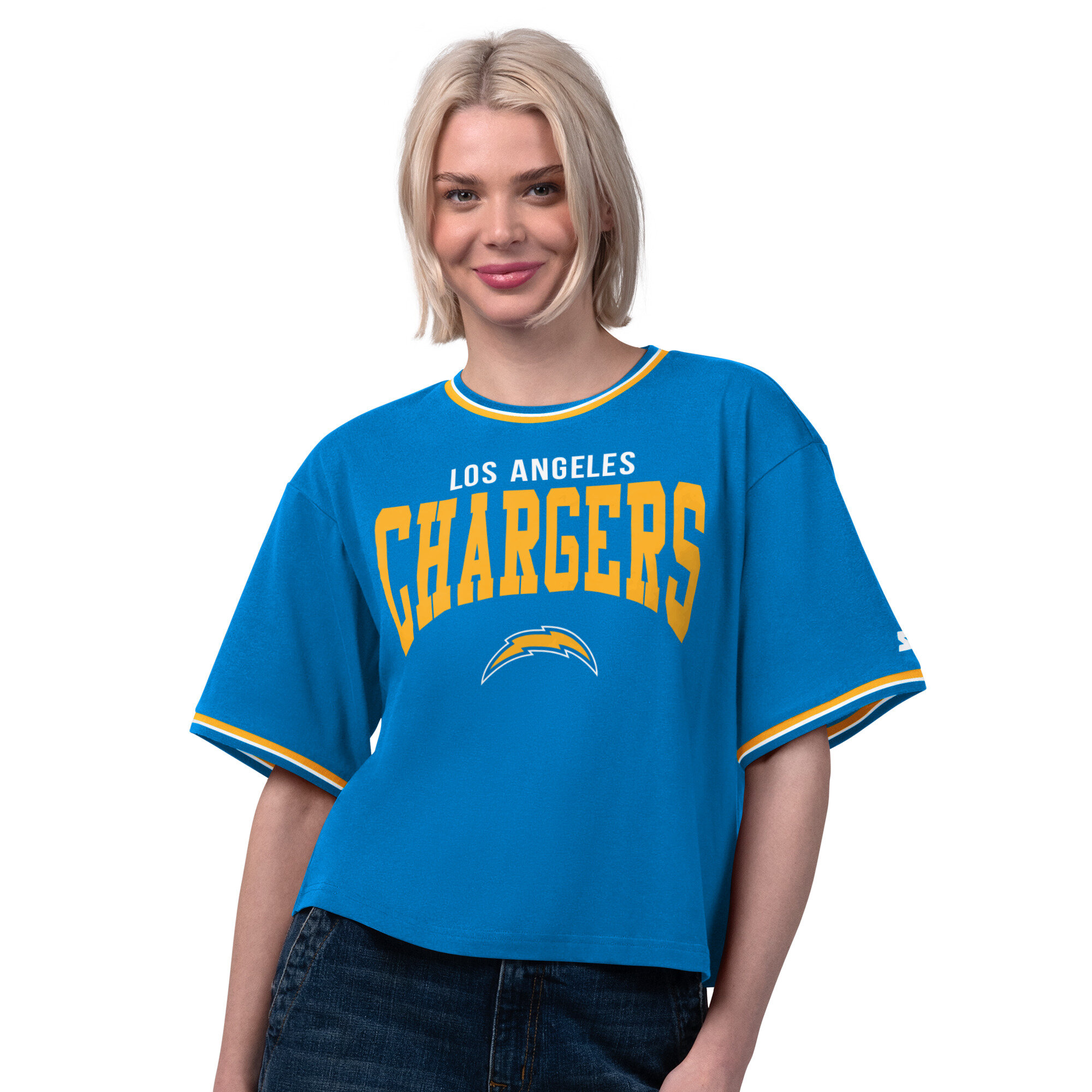 Women's Starter  Powder Blue Los Angeles Chargers Ace Cropped T-Shirt