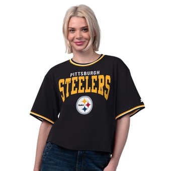 Women's Starter  Black Pittsburgh Steelers Ace Cropped T-Shirt