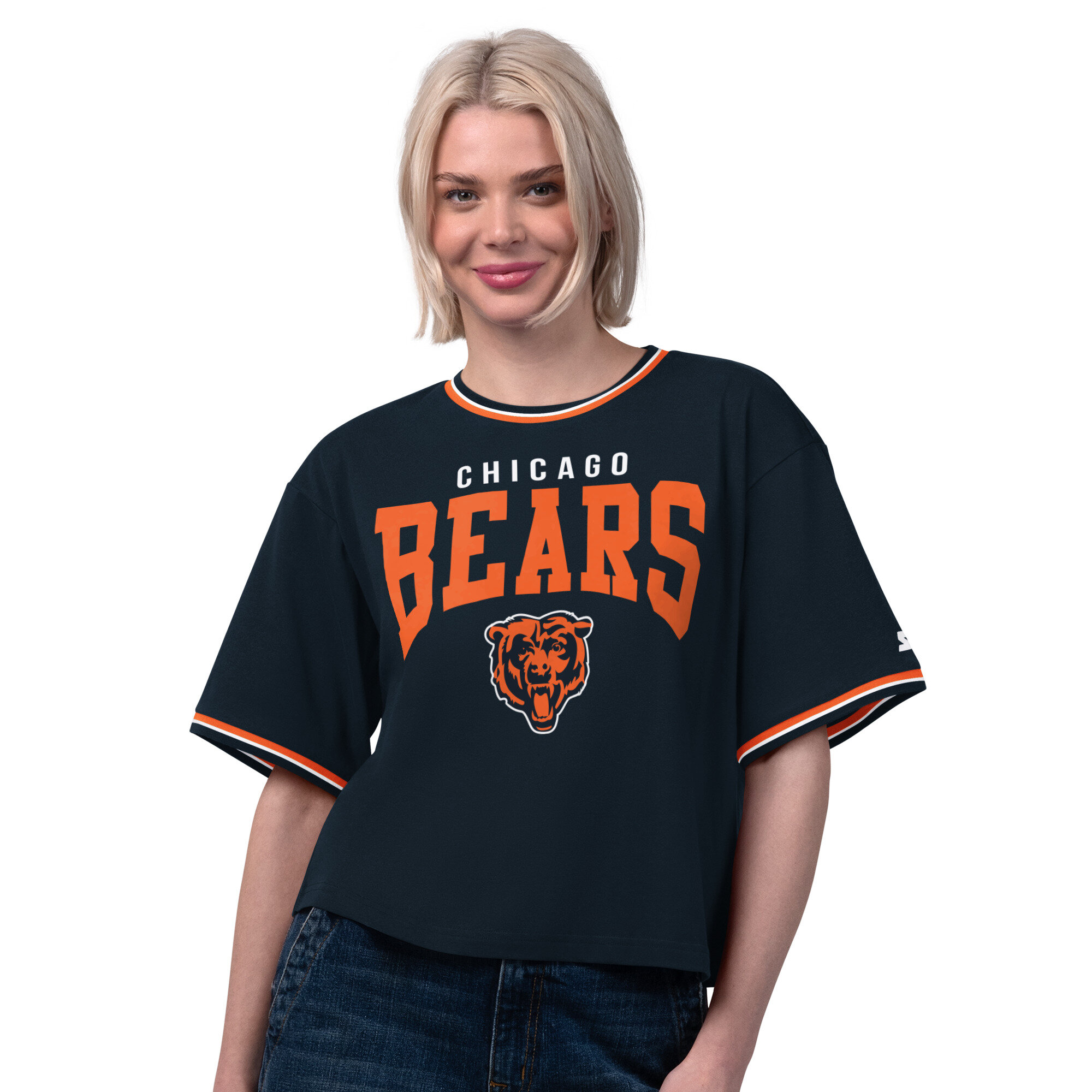 Women's Starter  Navy Chicago Bears Ace Cropped T-Shirt