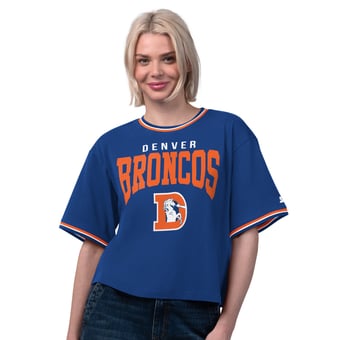 Women's Starter  Royal Denver Broncos Vintage Ace Cropped T-Shirt