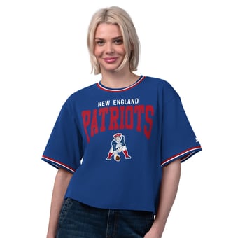 Women's Starter  Royal New England Patriots Vintage Ace Cropped T-Shirt