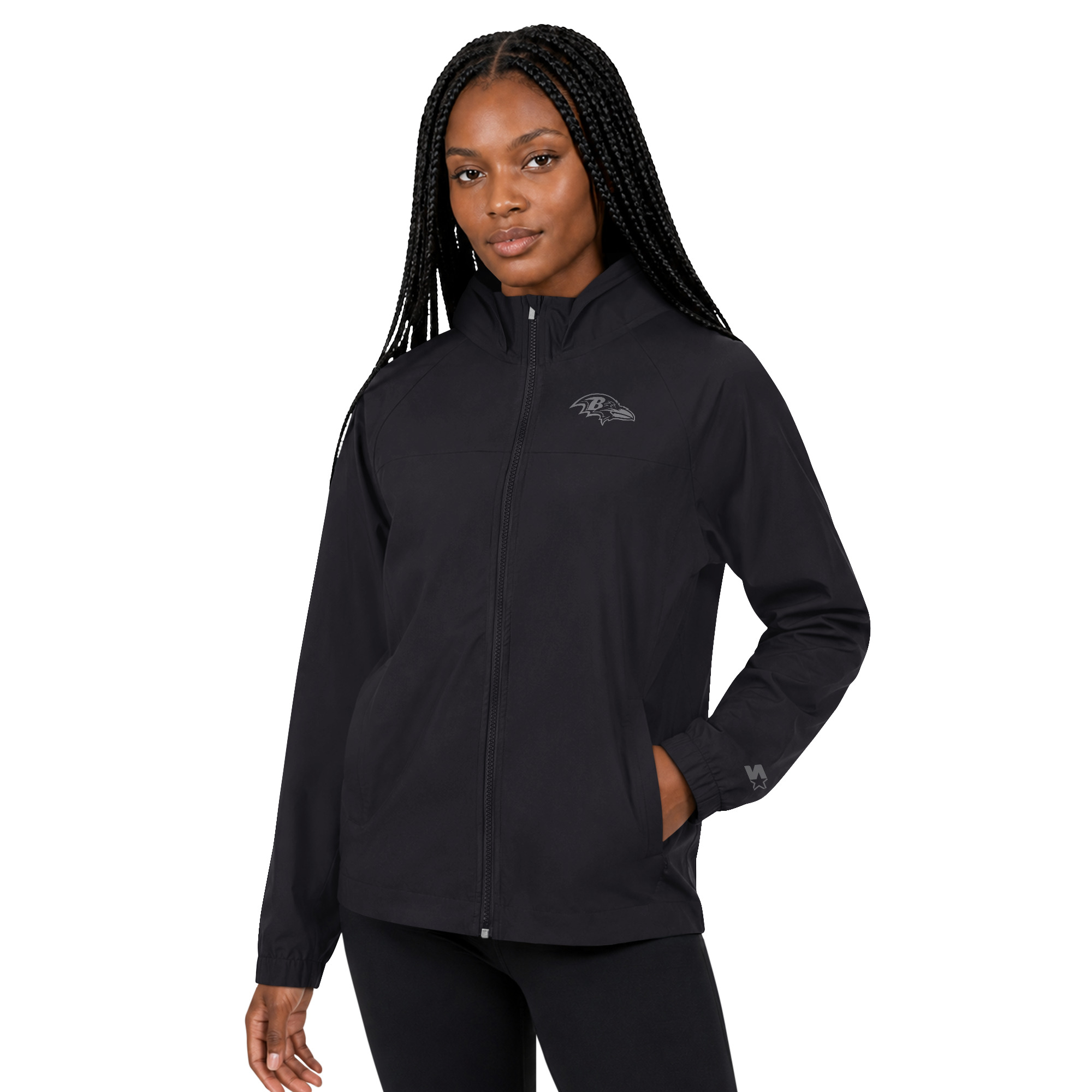 Women's Starter  Black Baltimore Ravens Athleisure Lightweight Full-Zip Raglan Jacket