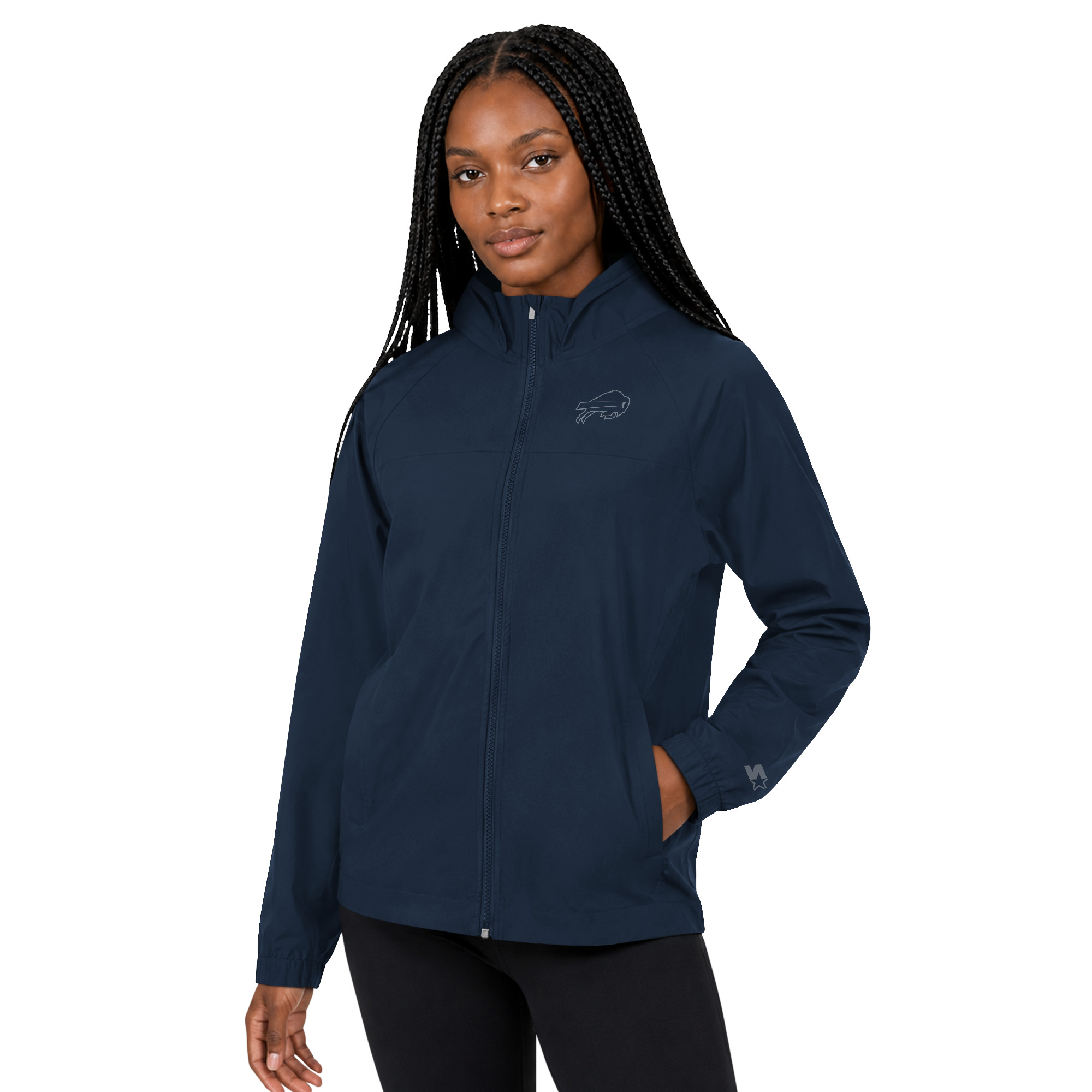 Women's Starter  Navy Buffalo Bills Athleisure Lightweight Full-Zip Raglan Jacket