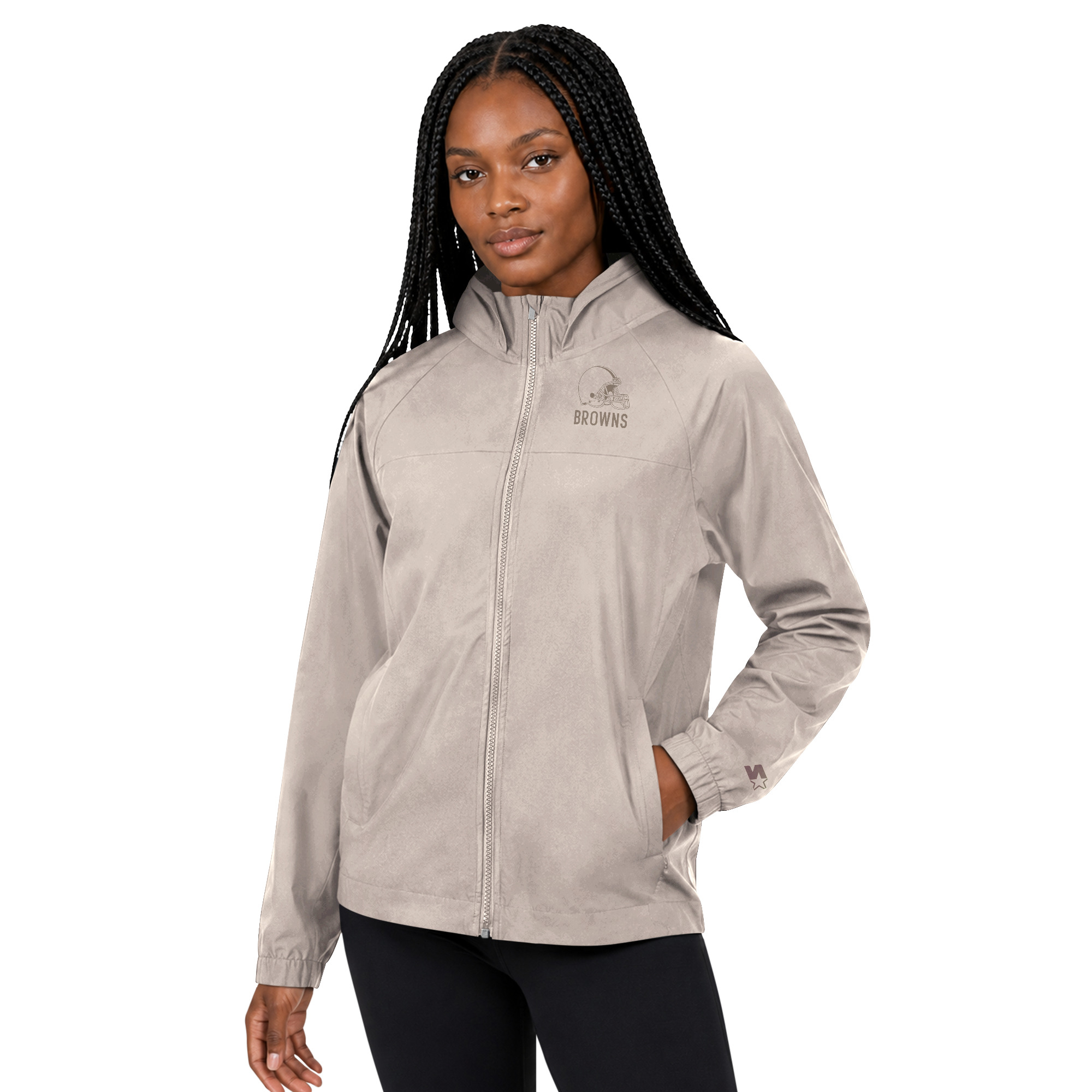 Women's Starter  Tan Cleveland Browns Athleisure Lightweight Full-Zip Raglan Jacket