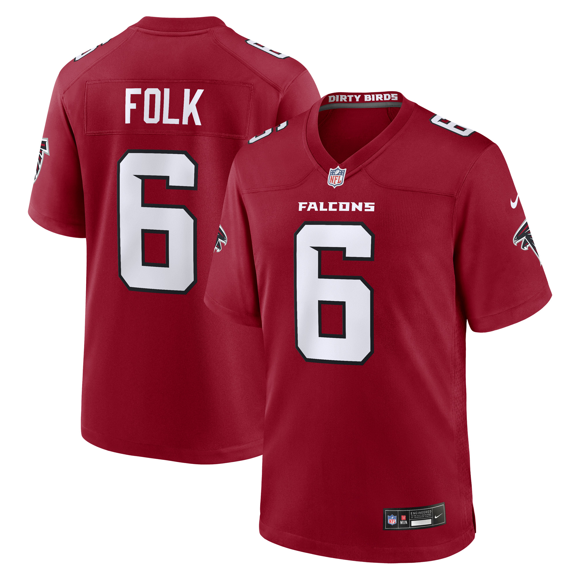 Men's Nike Nick Folk  Red Atlanta Falcons Team Game Jersey