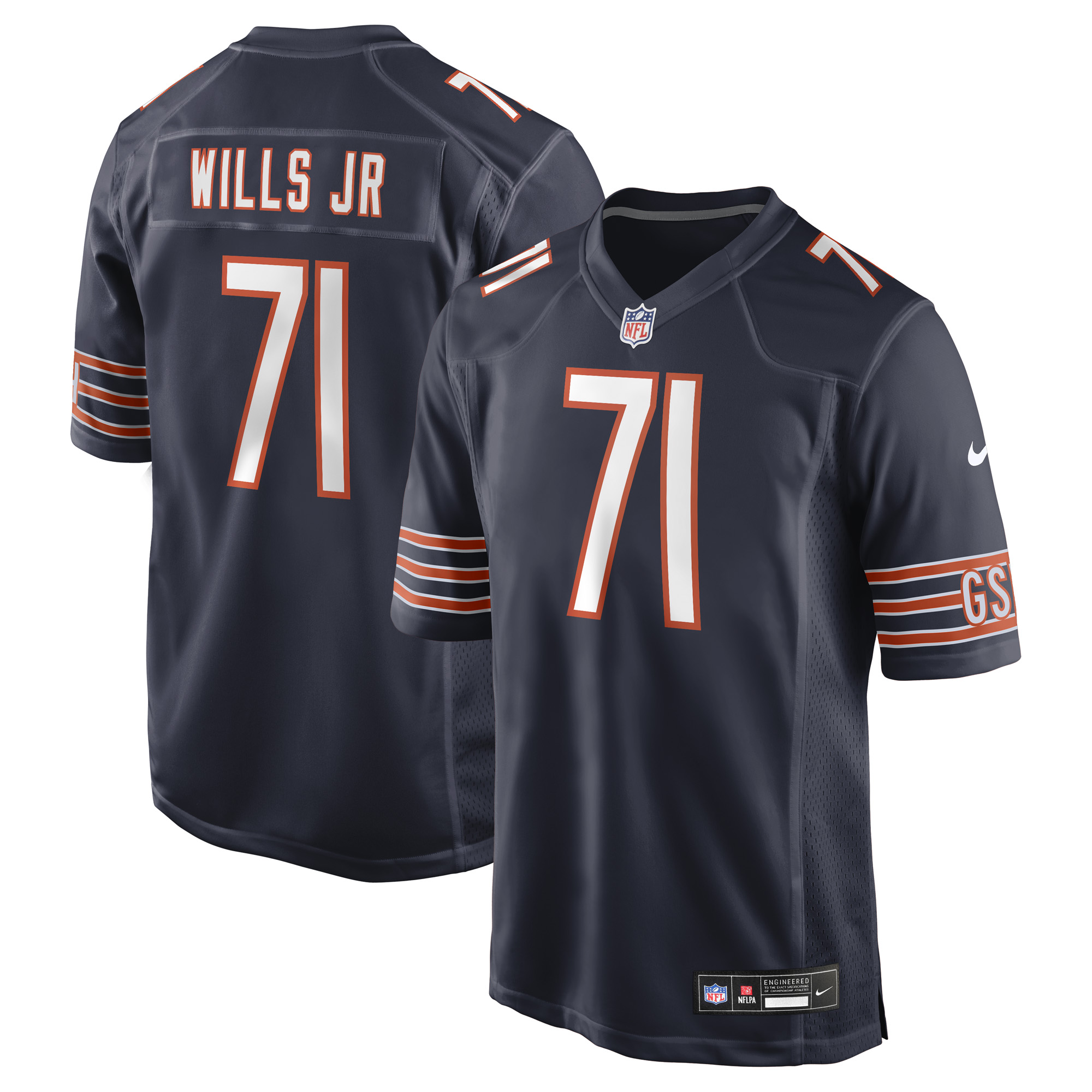 Men's Nike Jedrick Wills Jr.  Navy Chicago Bears Team Game Jersey