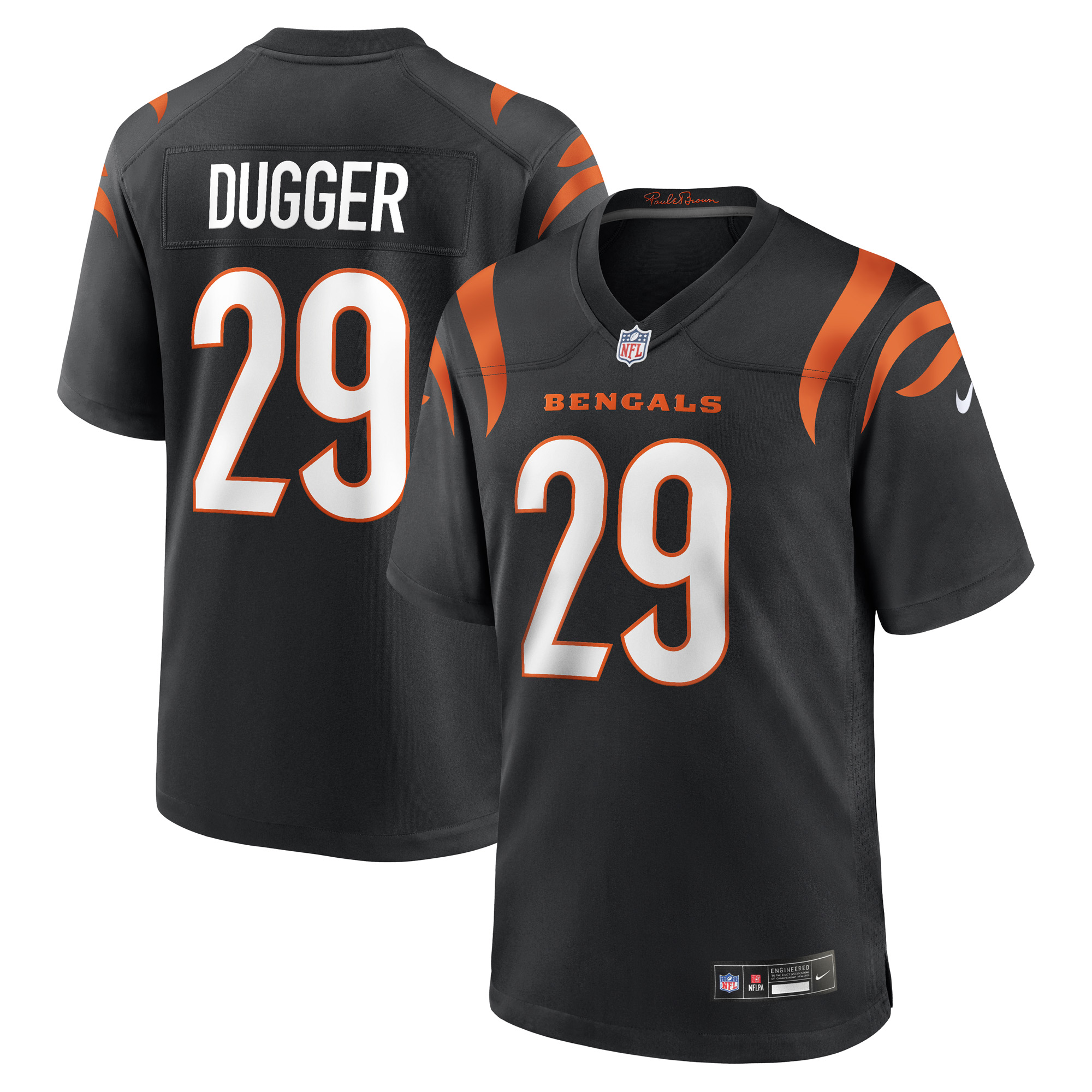 Men's Nike Kyle Dugger Black Cincinnati Bengals Team Game Jersey