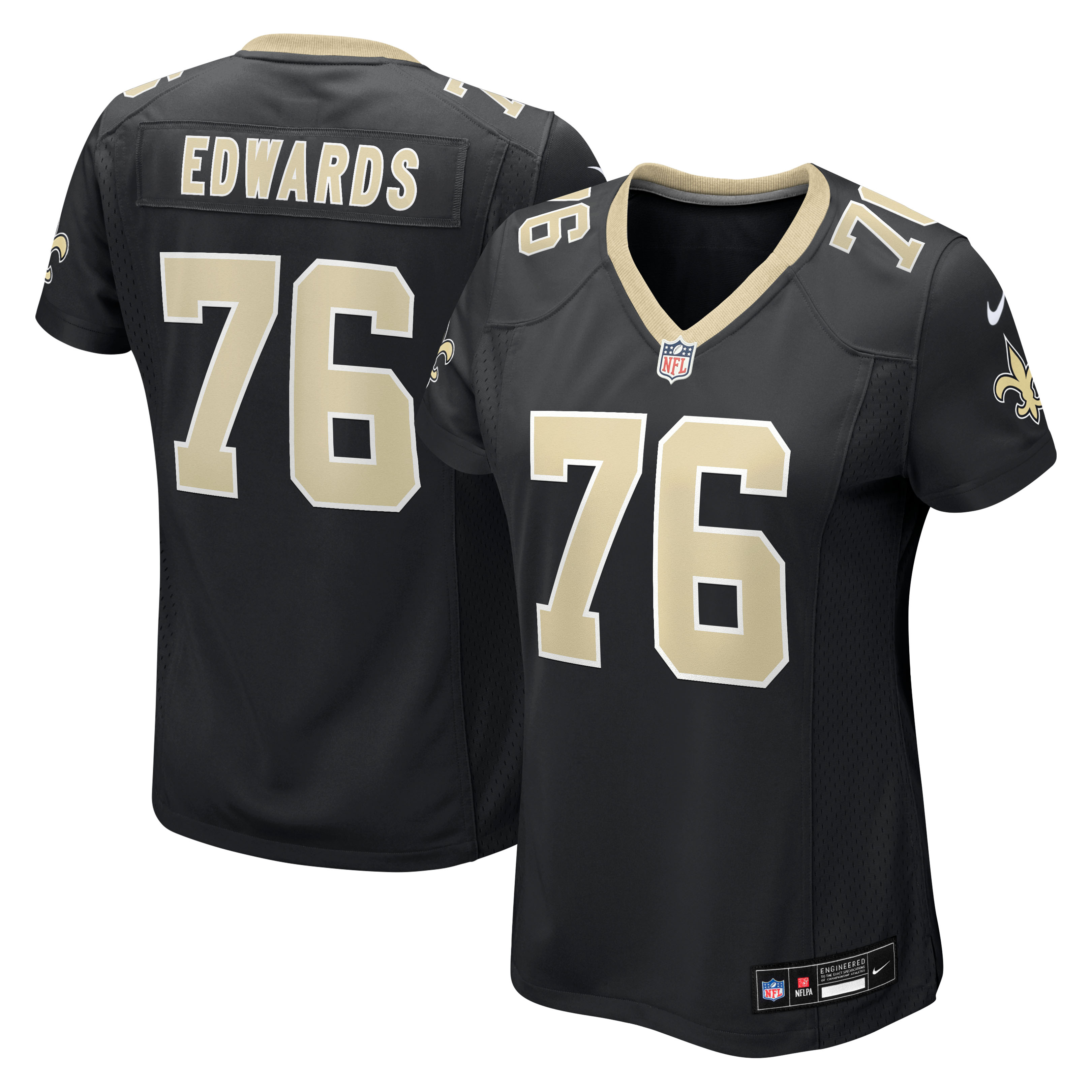 Women's Nike David Edwards Black New Orleans Saints Team Game Jersey
