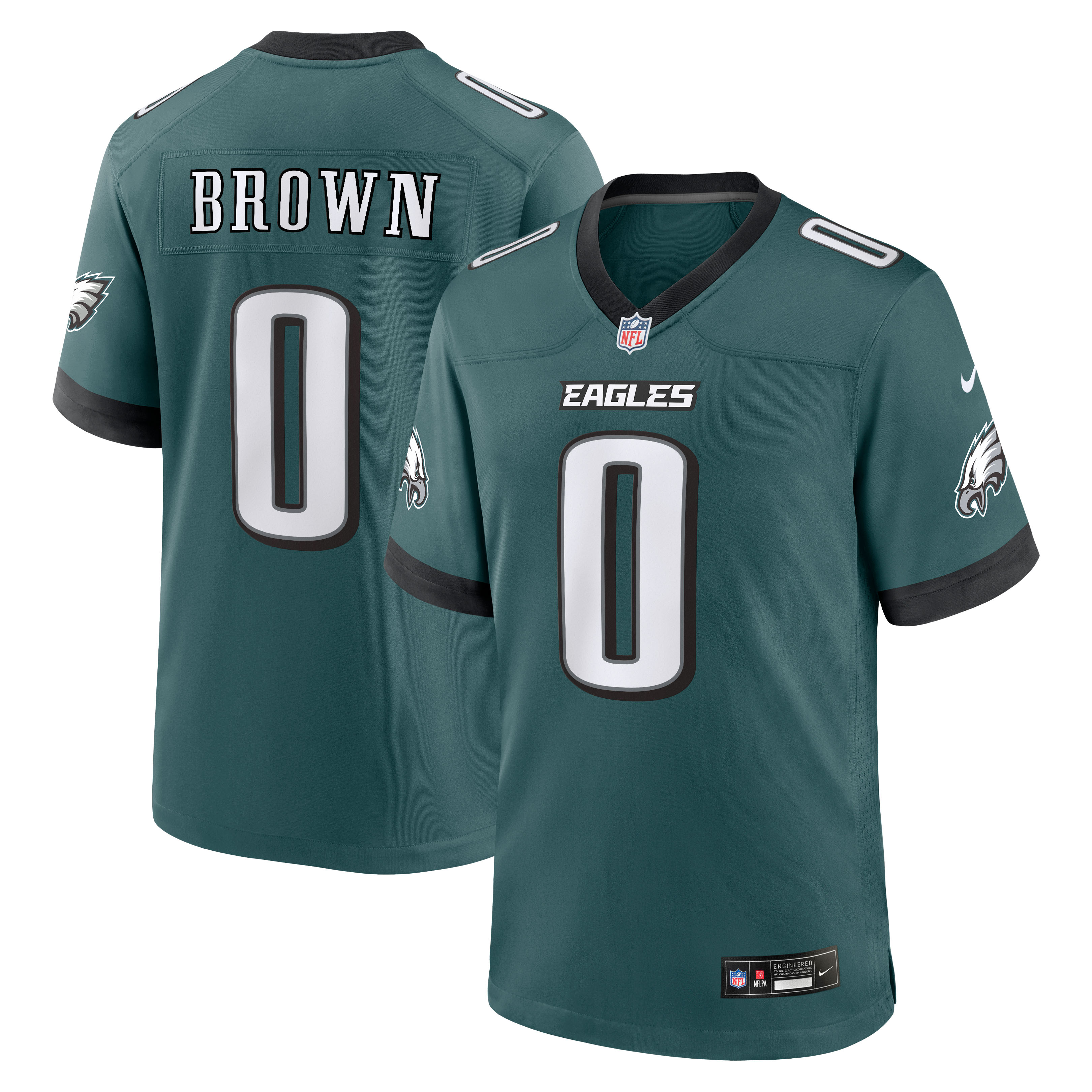 Men's Nike Marquise Brown Midnight Green Philadelphia Eagles Team Game Jersey