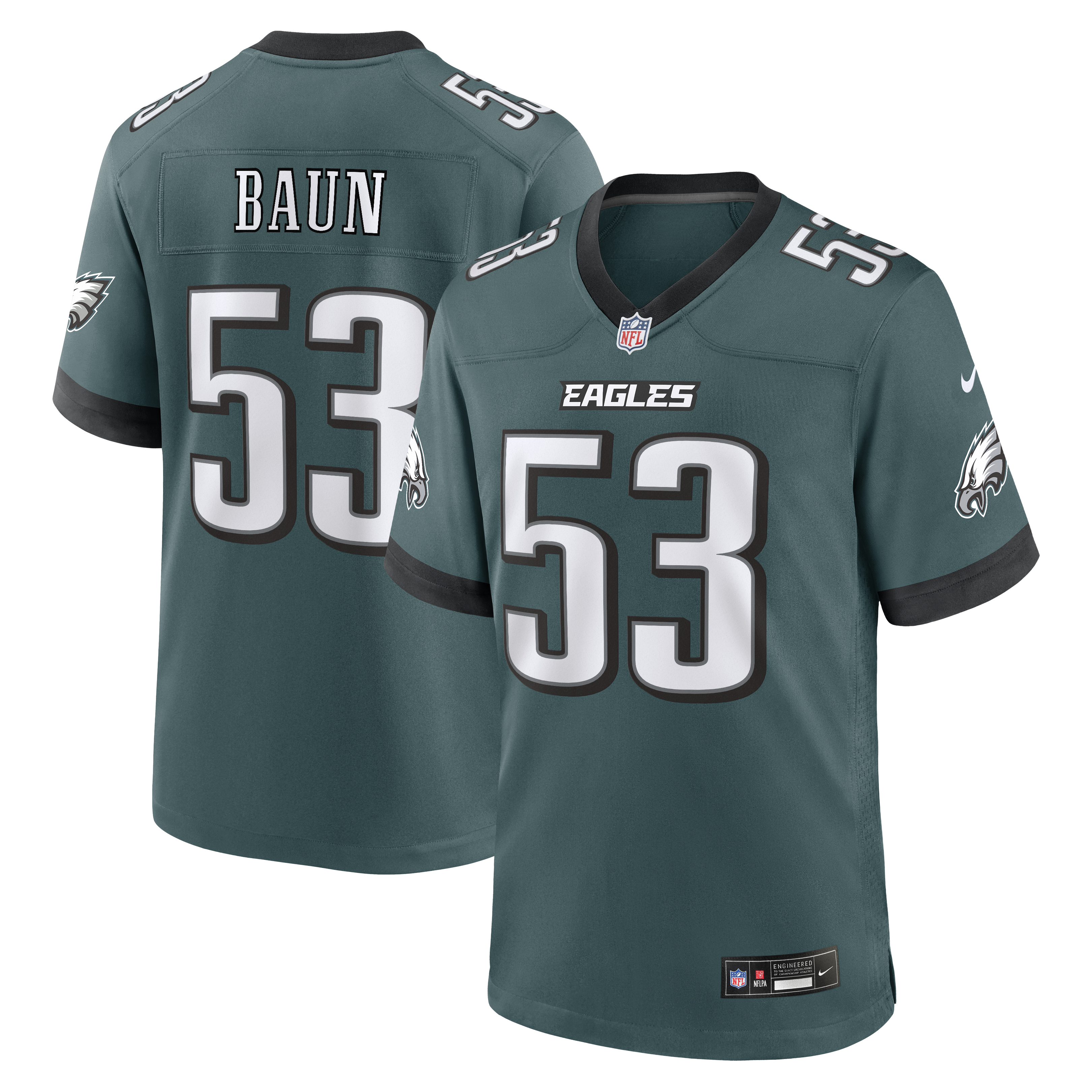 Men's Nike Zack Baun  Midnight Green Philadelphia Eagles Team Game Jersey