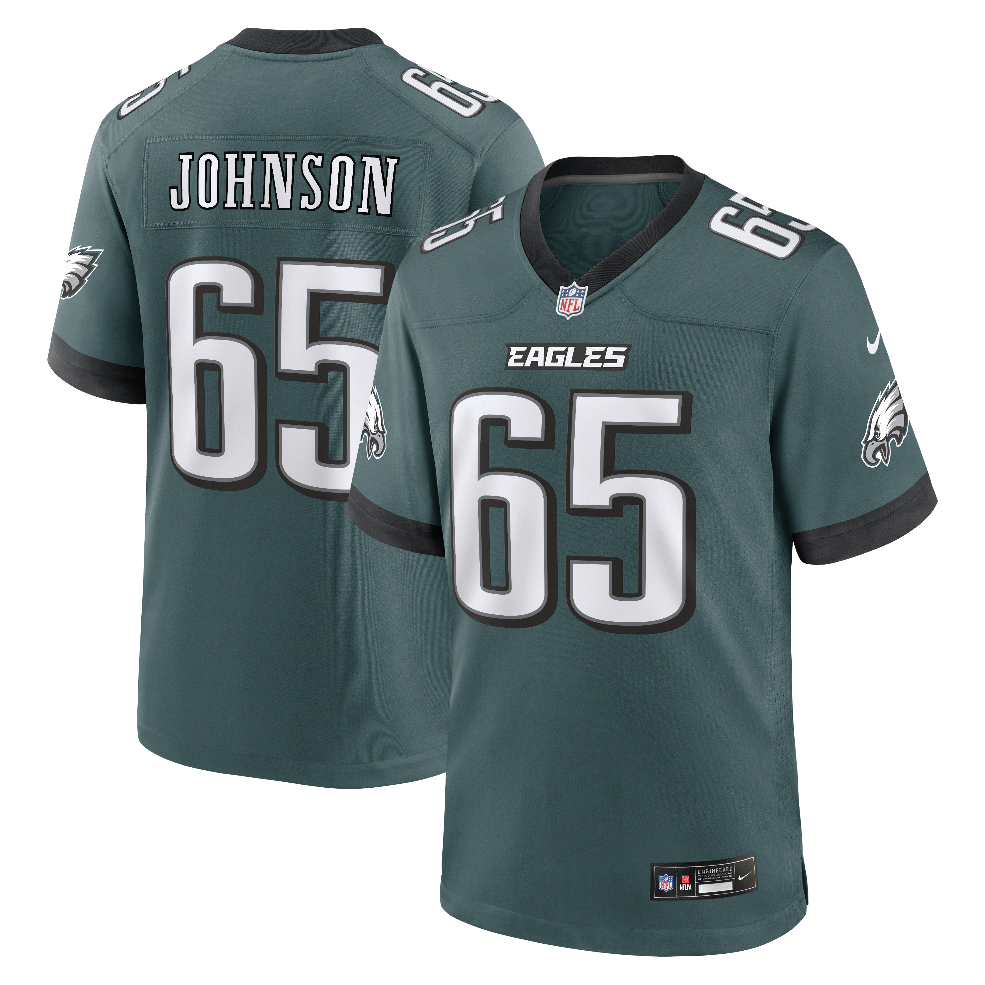 Men's Nike Lane Johnson Midnight Green Philadelphia Eagles Team Game Jersey