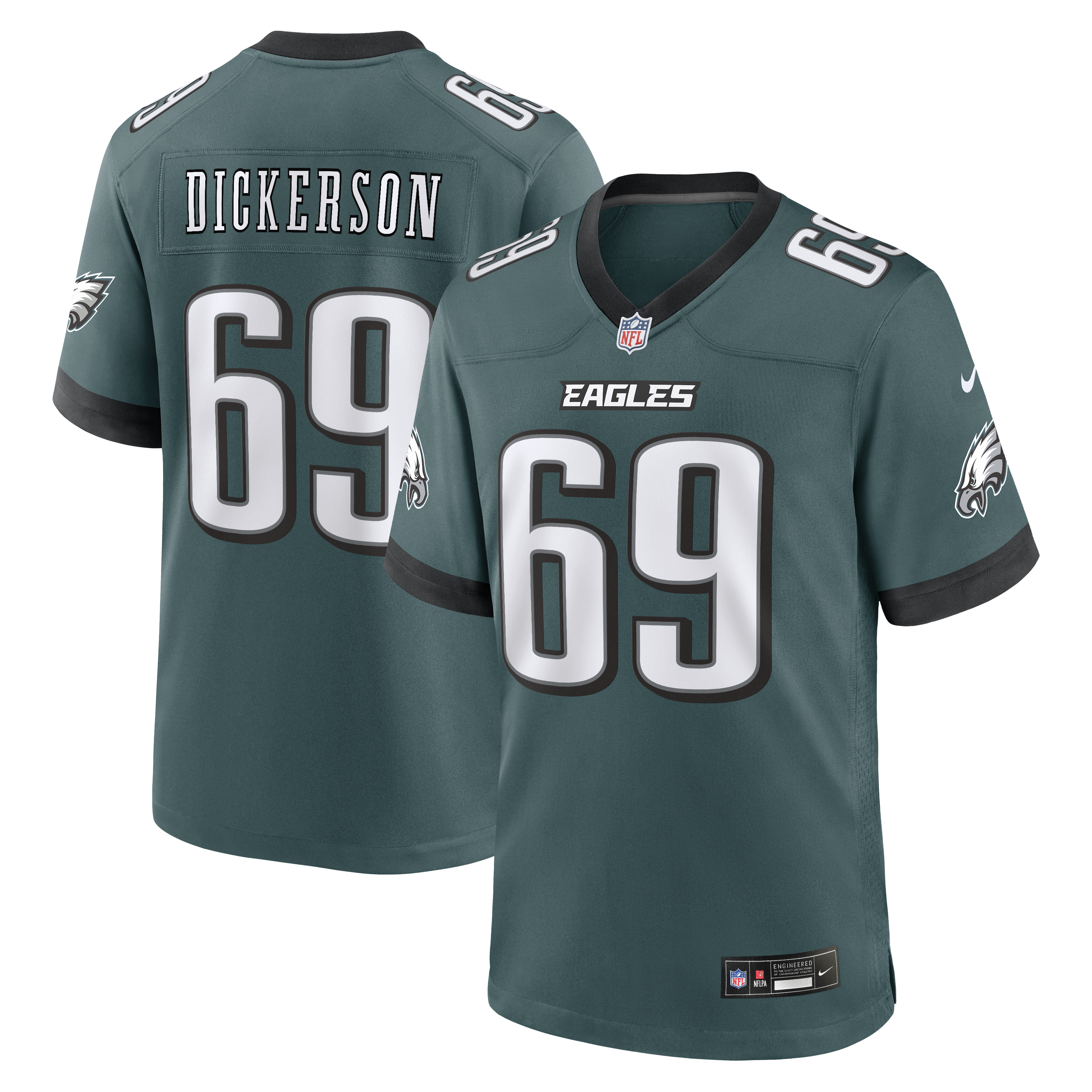 Men's Nike Landon Dickerson Midnight Green Philadelphia Eagles Team Game Jersey