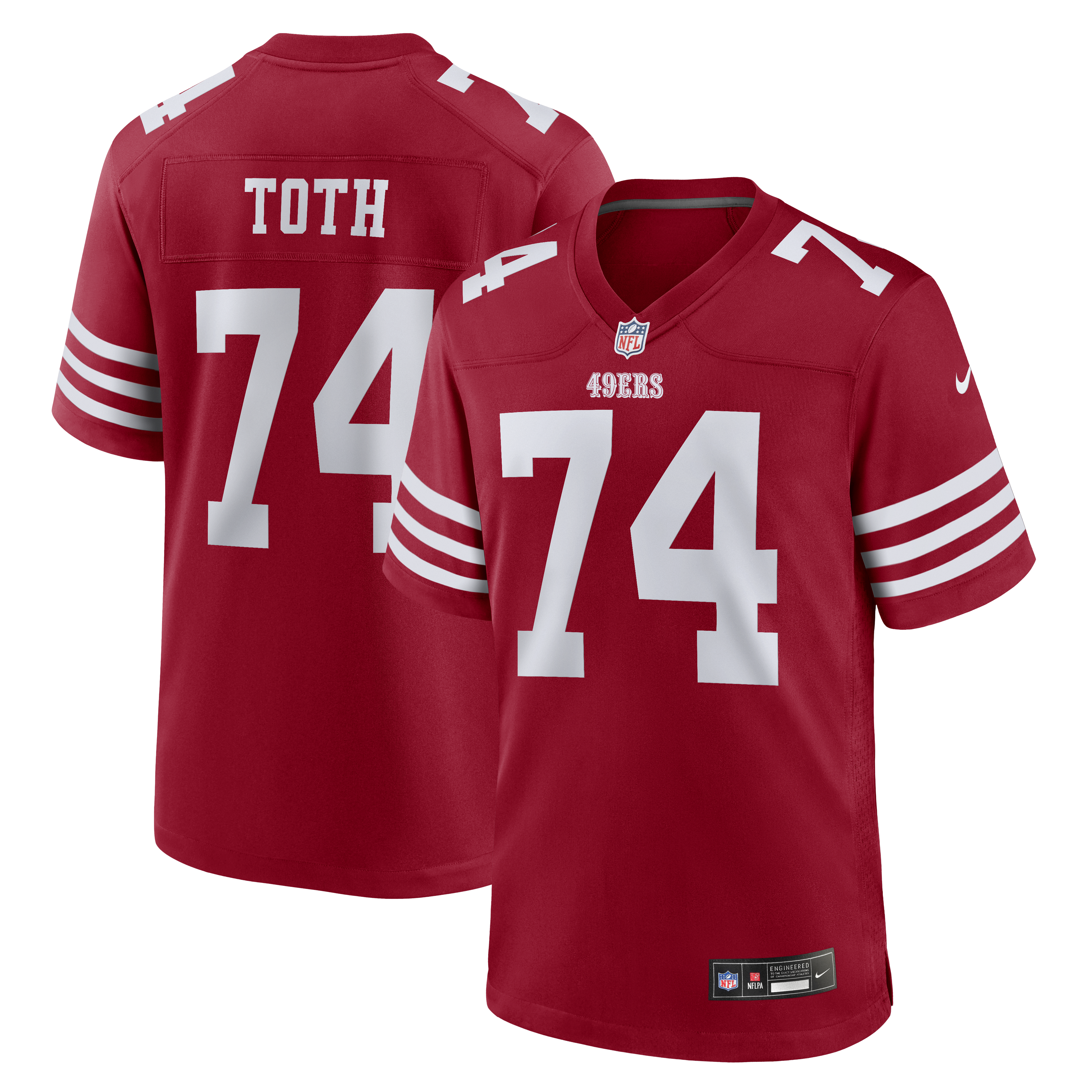 Men's Nike Brett Toth  Scarlet San Francisco 49ers Team Game Jersey