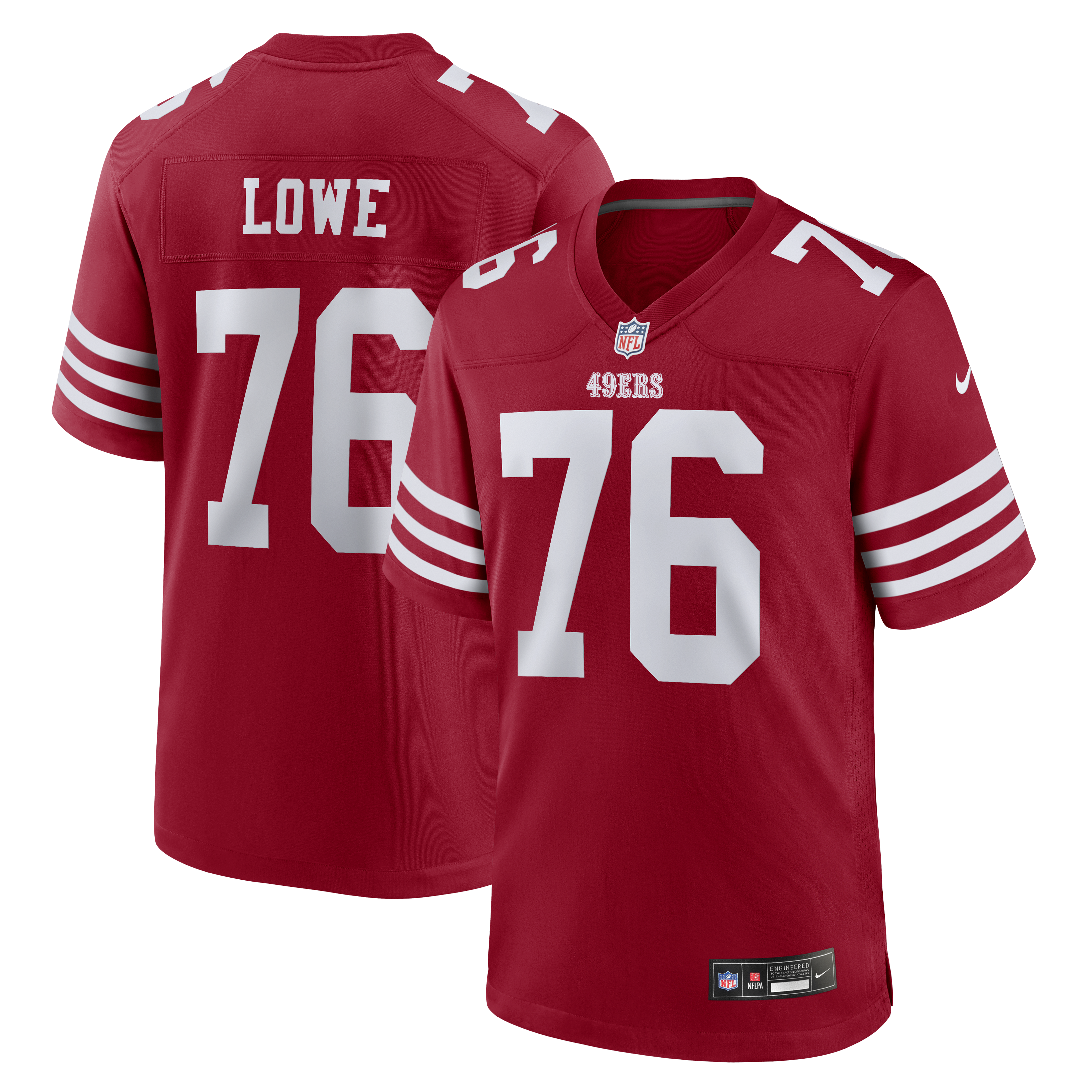 Men's Nike Vederian Lowe  Scarlet San Francisco 49ers Team Game Jersey