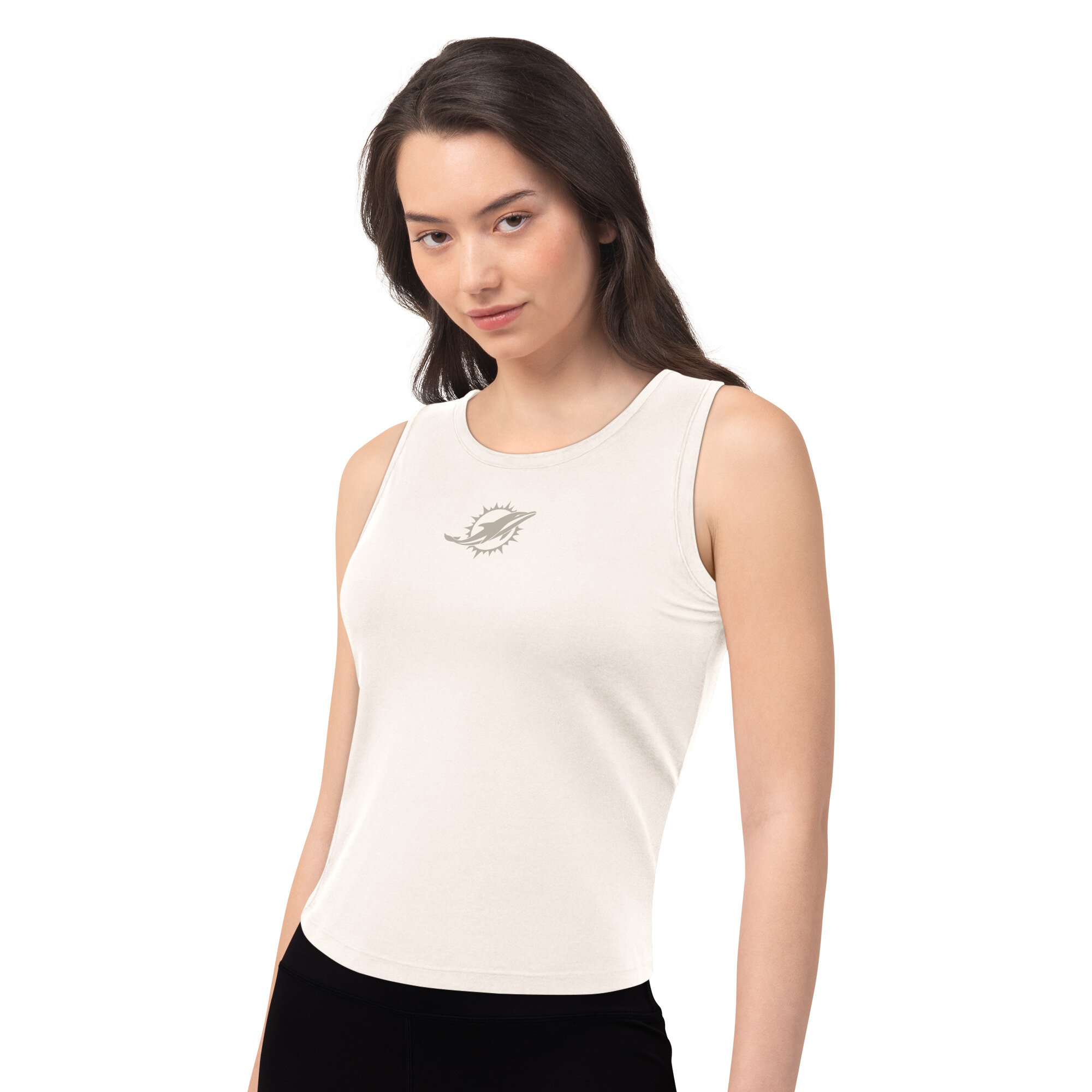 Women's  Starter  White Miami Dolphins Athleisure Cropped Tank Top