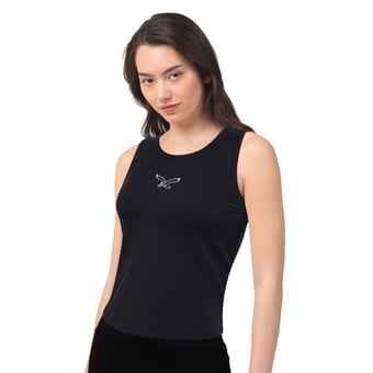 Women's  Starter  Black Philadelphia Eagles Athleisure Cropped Tank Top