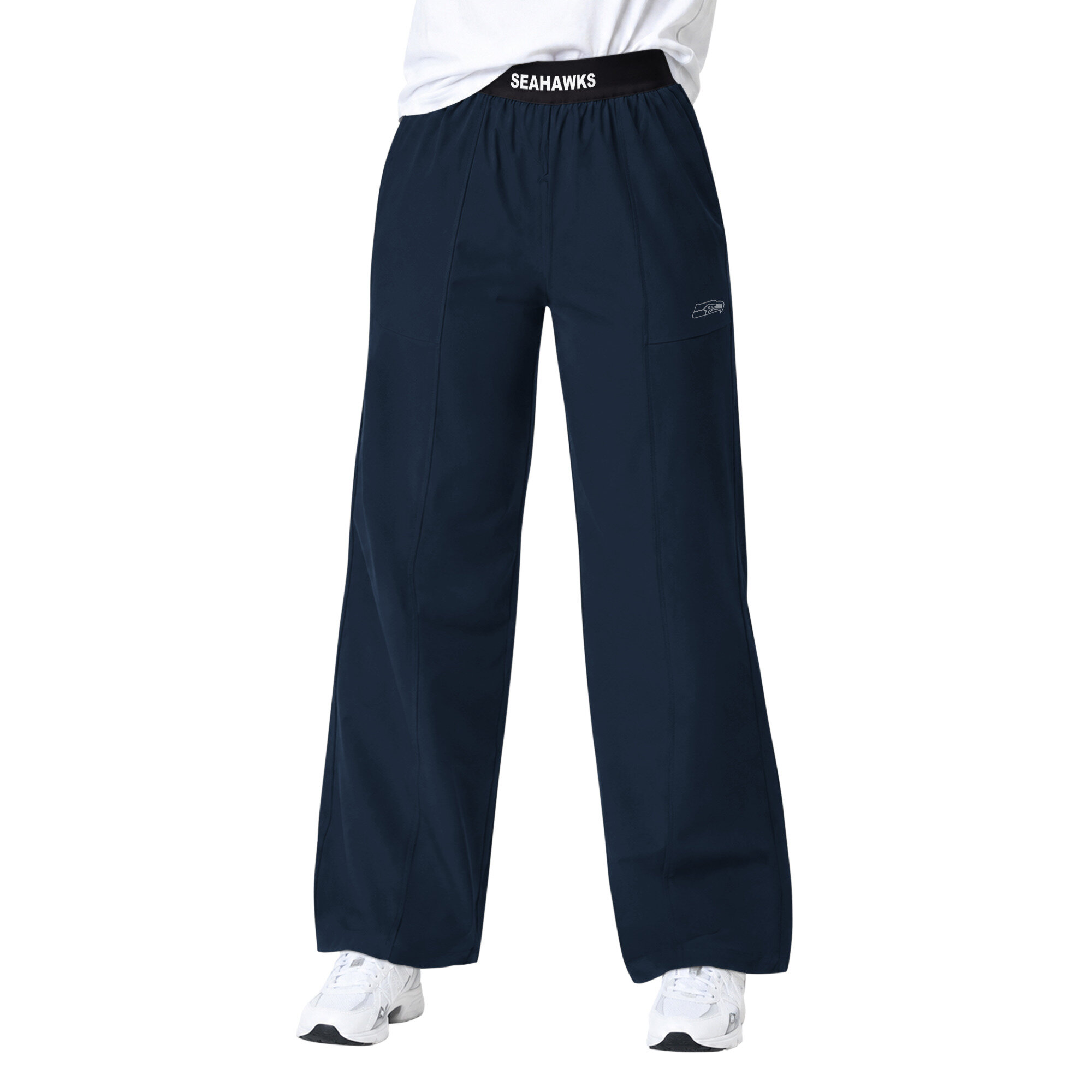 Women's Starter Navy Seattle Seahawks Athleisure Wide-Leg Trousers