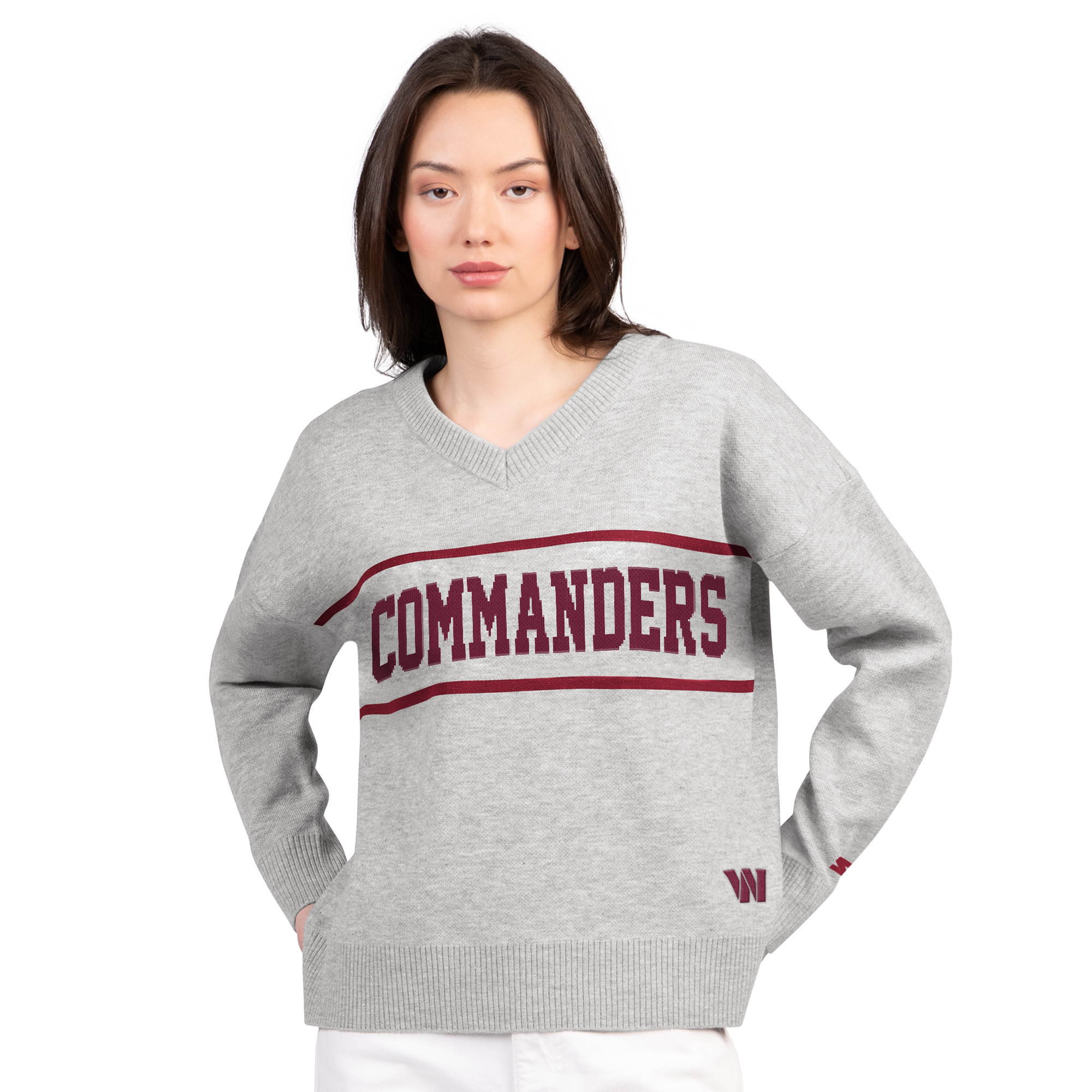 Women's Starter Gray Washington Commanders Best Shot V-Neck Sweater