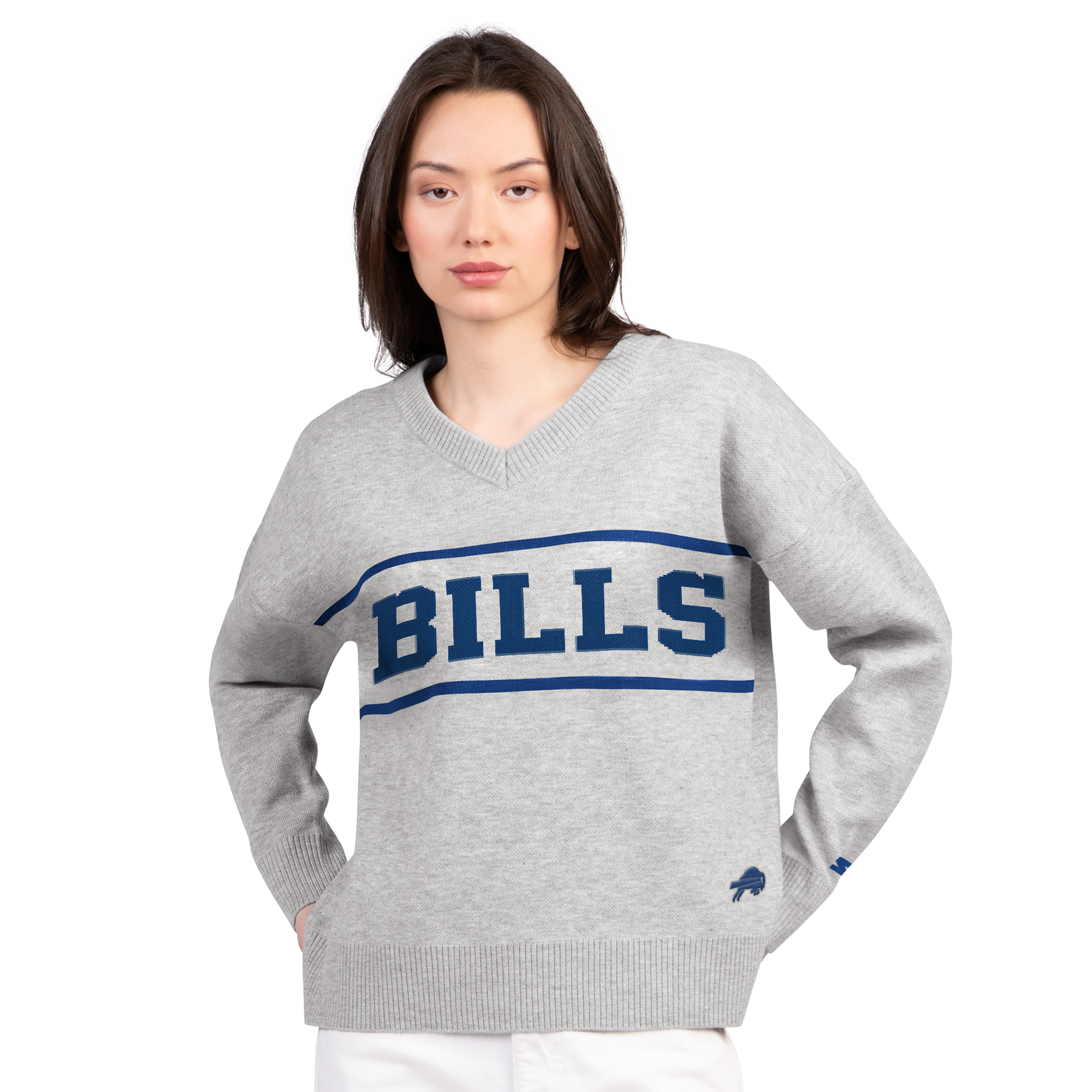 Starter Women's Gray Buffalo Bills Best Shot V-Neck Sweater - Gray