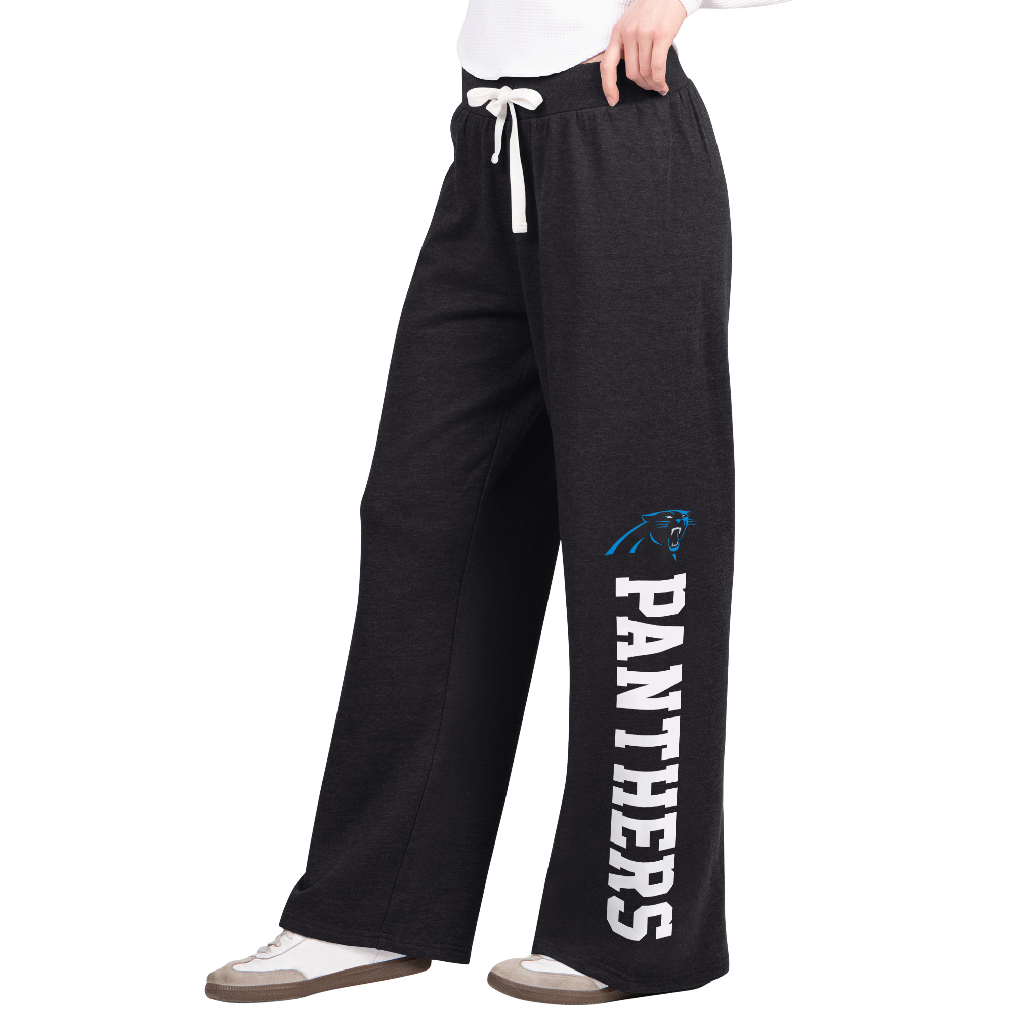 Women’s Starter Black Carolina Panthers Field Wide Leg Sweatpants