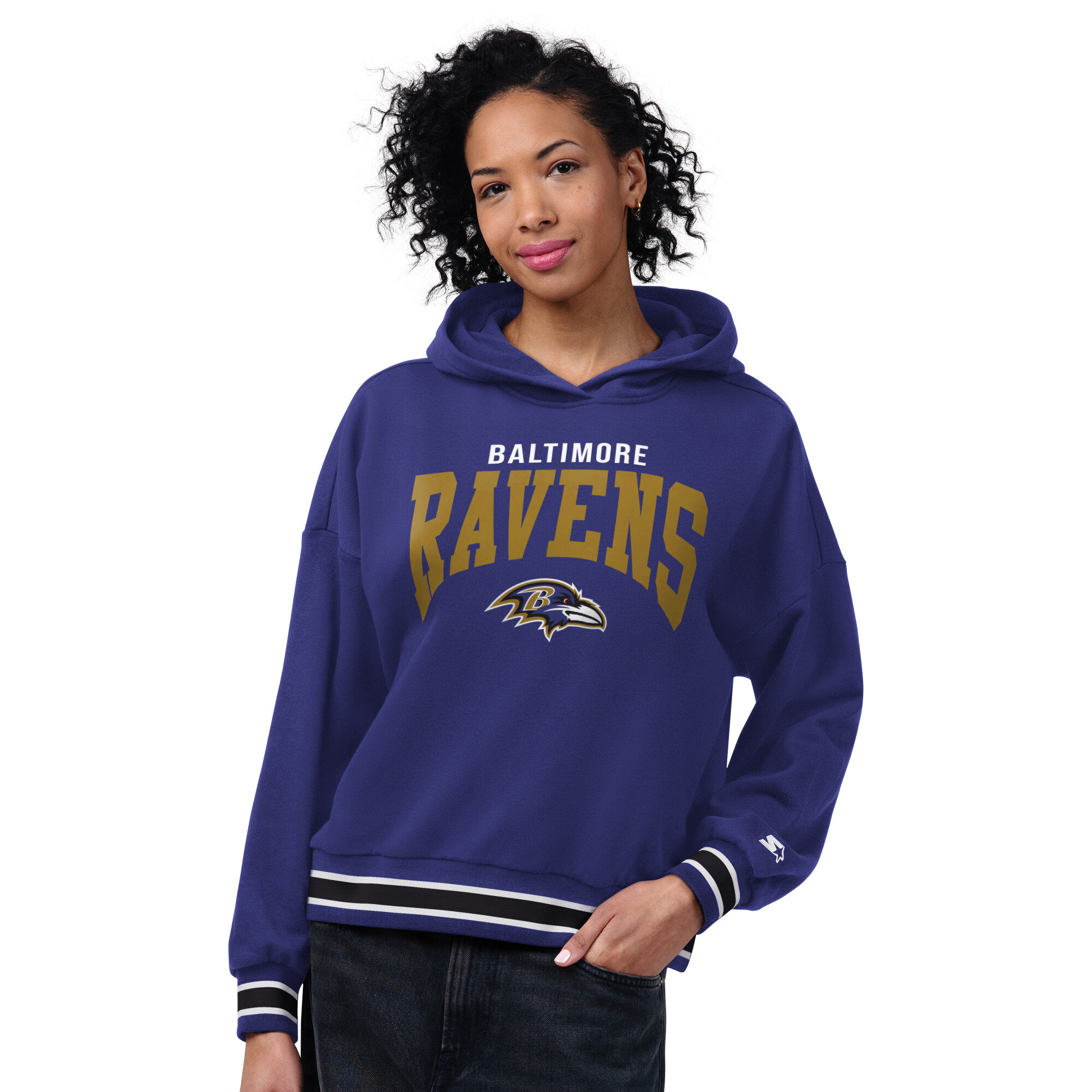 Women's Starter Purple Baltimore Ravens Home Plate Hoodie