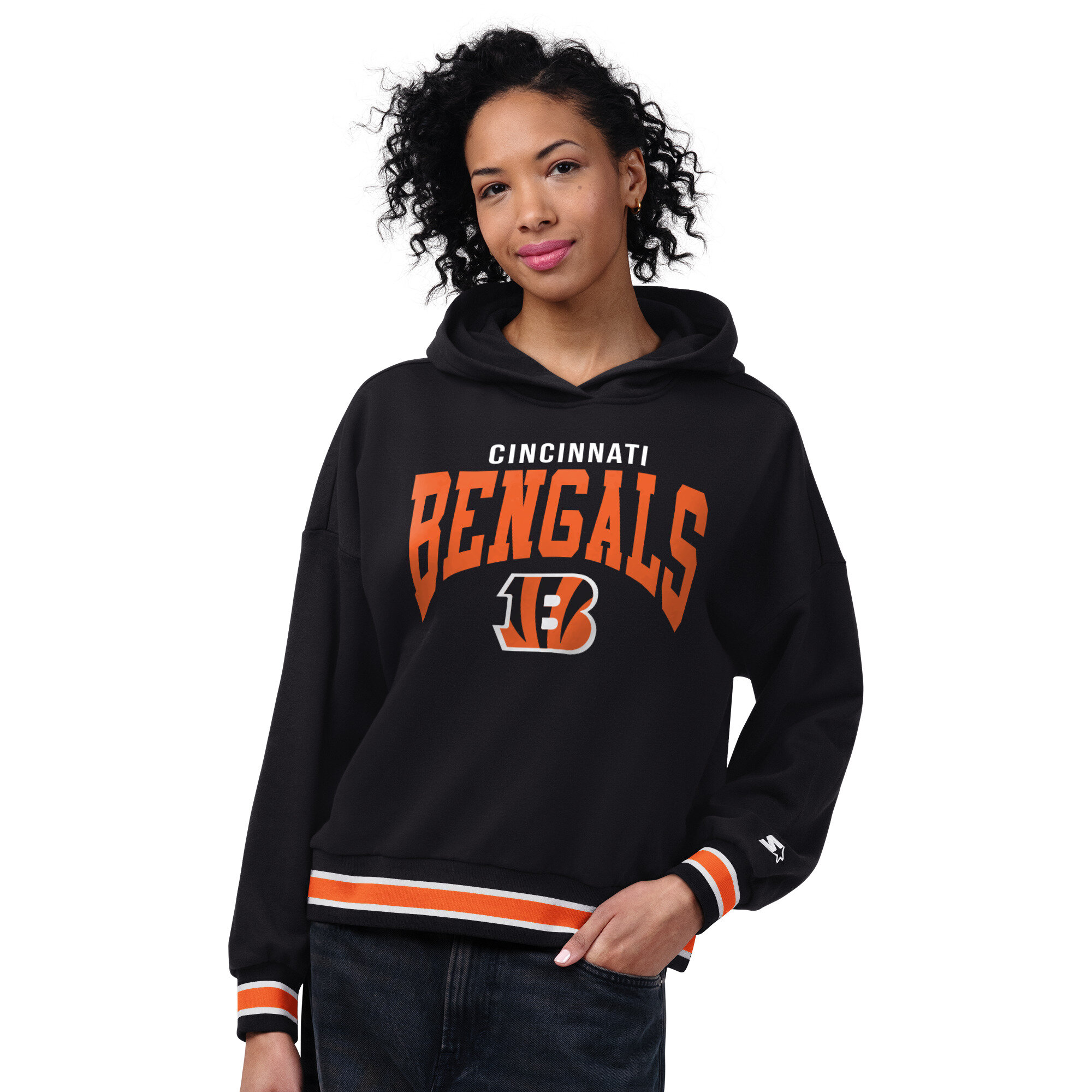 Women's Starter Black Cincinnati Bengals Home Plate Hoodie