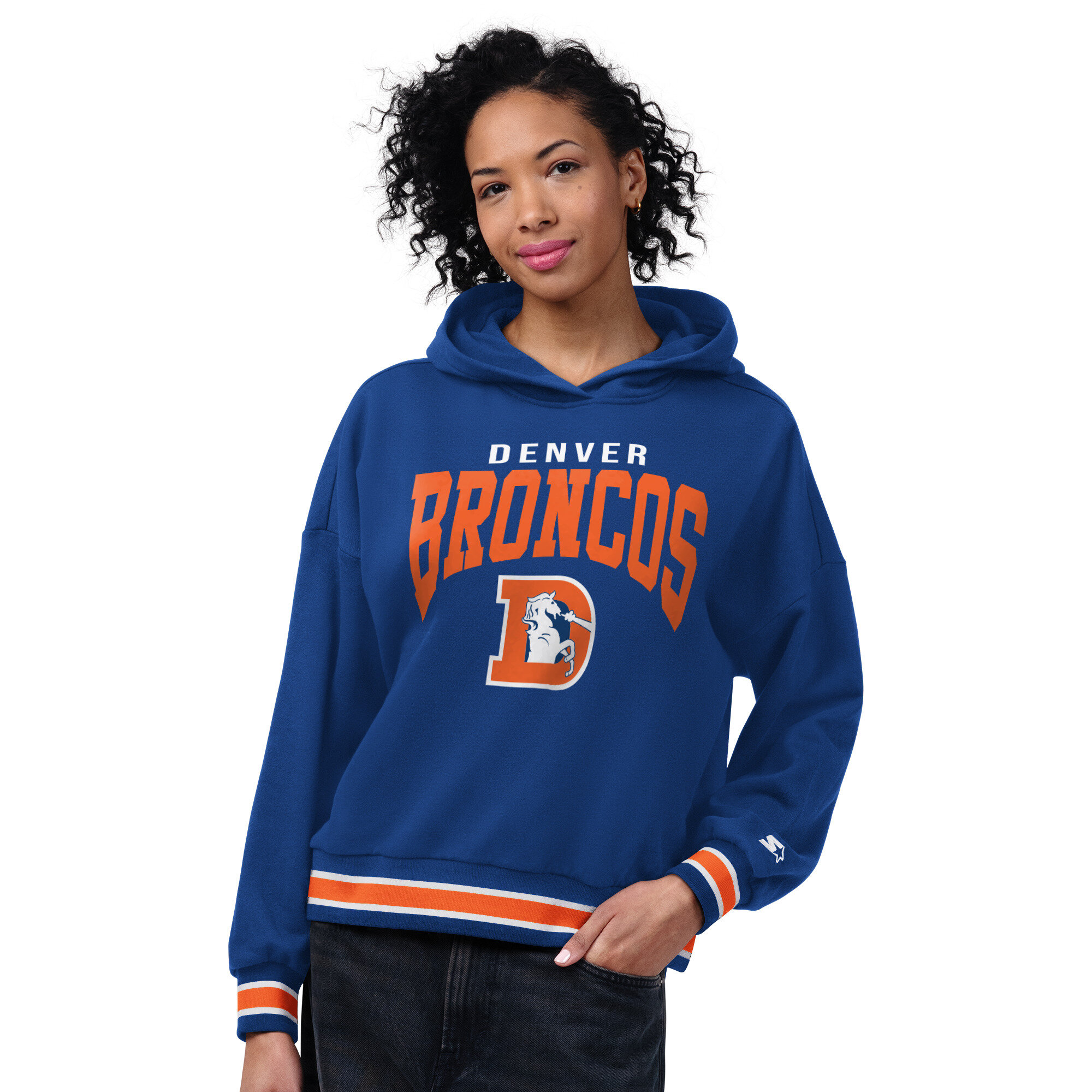 Women's Starter Royal Denver Broncos Vintage Home Plate Hoodie
