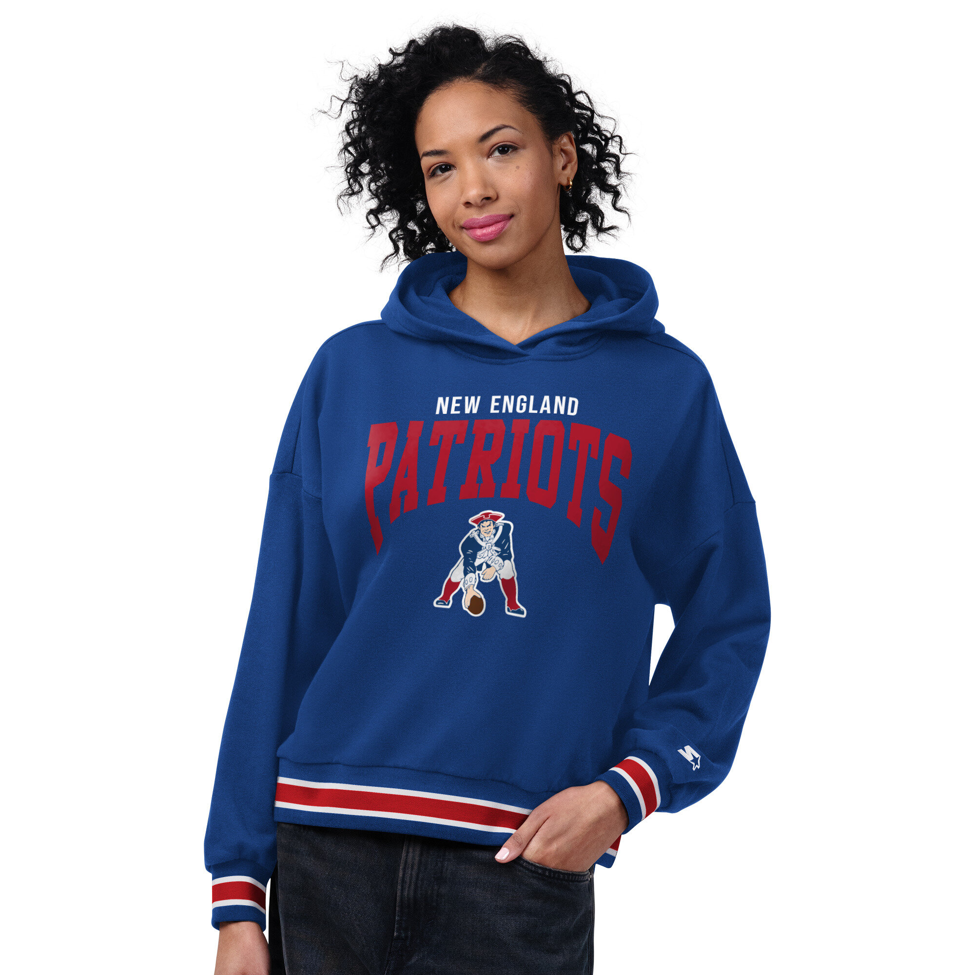 Women's Starter Royal New England Patriots Vintage Home Plate Hoodie
