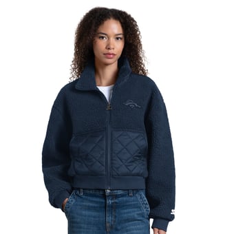 Women's Starter Navy Denver Broncos Journeyman Sherpa Full-Zip Jacket