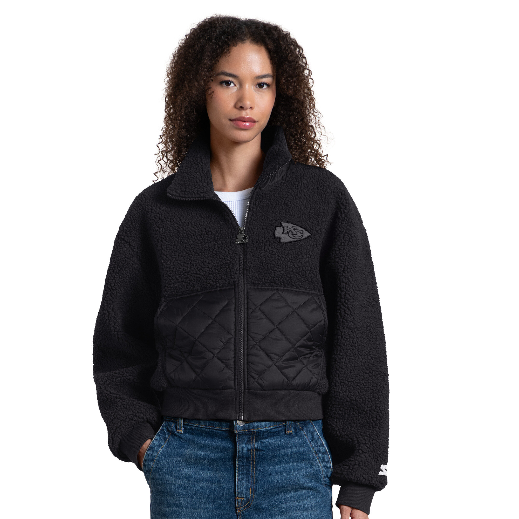 Women's Starter Black Kansas City Chiefs Journeyman Sherpa Full-Zip Jacket