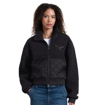 Women's Starter Black Philadelphia Eagles Vintage Journeyman Sherpa Full-Zip Jacket