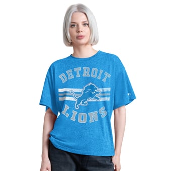 Women's Starter  Blue Detroit Lions Jump Shot Boyfriend Tri-Blend T-Shirt