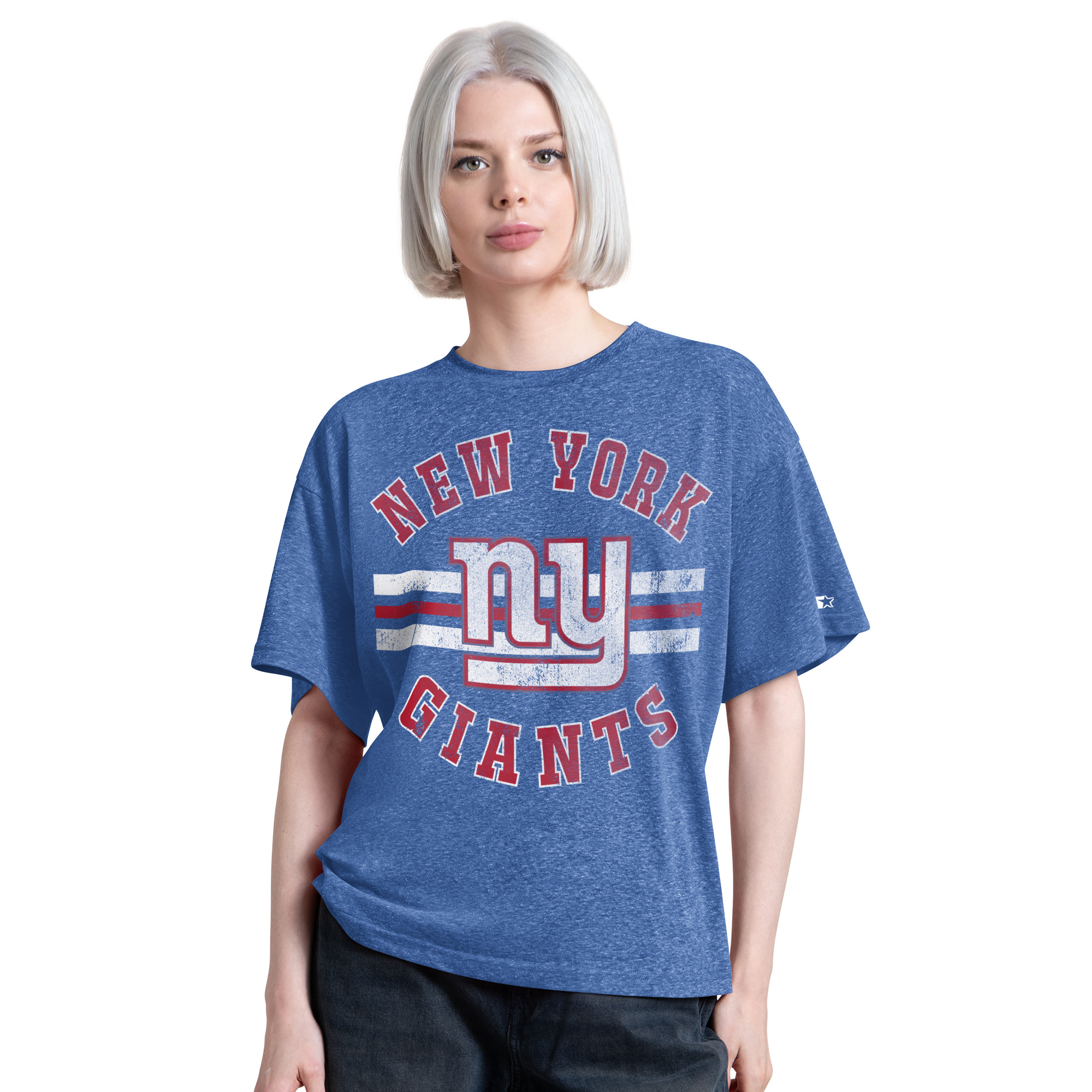 Women’s Starter Royal New York Giants Jump Shot Boyfriend Tri-Blend T-Shirt