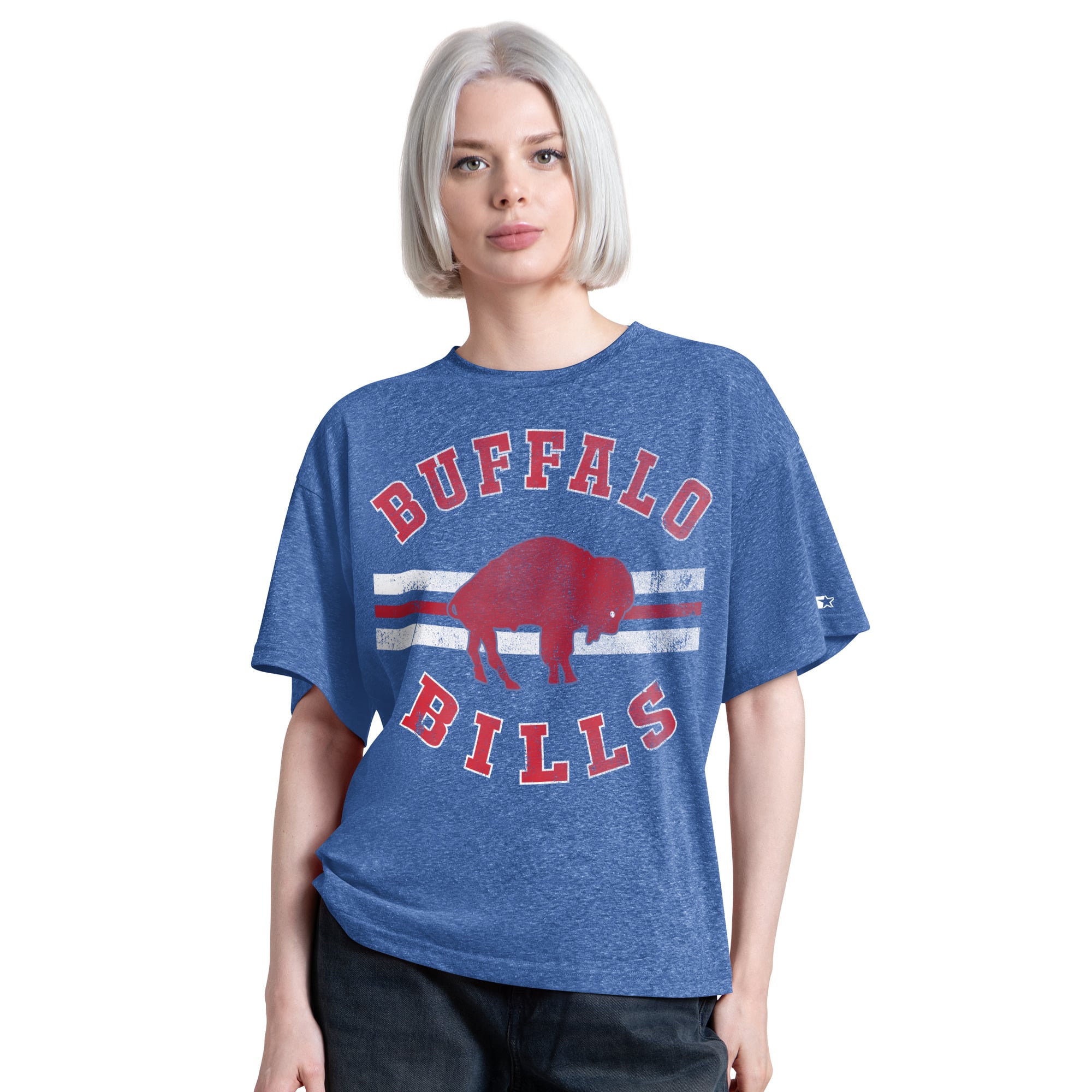 Women's Starter  Royal Buffalo Bills Vintage Jump Shot Boyfriend Tri-Blend T-Shirt