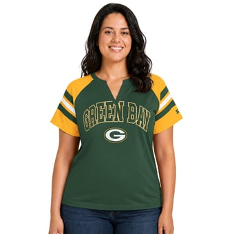 Women's Starter  Green Green Bay Packers Plus Size Game On Notch Neck Raglan T-Shirt