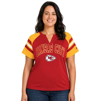 Women's Starter  Red Kansas City Chiefs Plus Size Game On Notch Neck Raglan T-Shirt